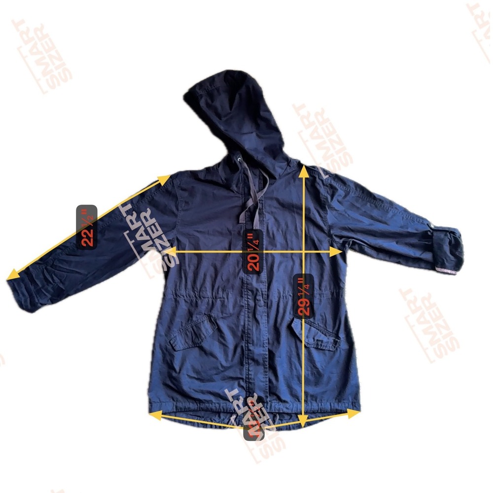 Sebby Collection Navy Blue Hooded Utility Jacket Style‎ ST7597 Size L - Picture 2 of 10